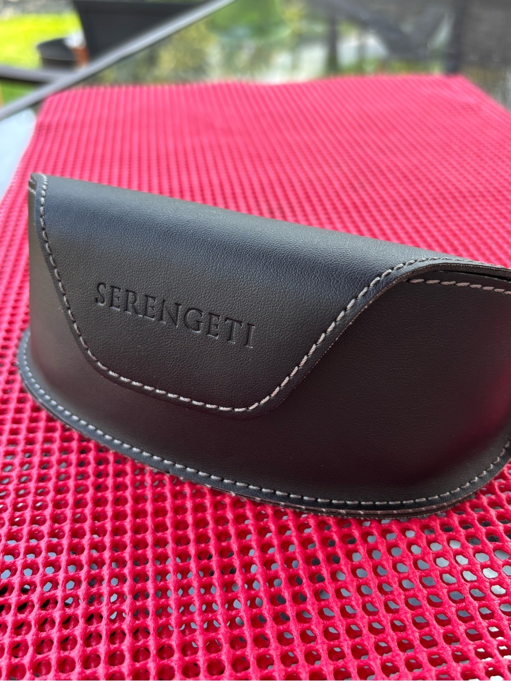 Serengeti Black Leather Sunglasses Eyeglasses Case Contrast Stitching Designer
